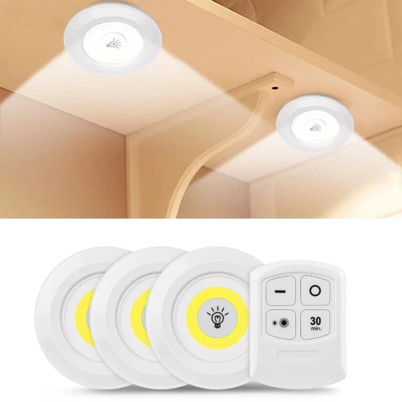 Kit 3 Lamp Led Spot Wireless Remote Control Luminaire