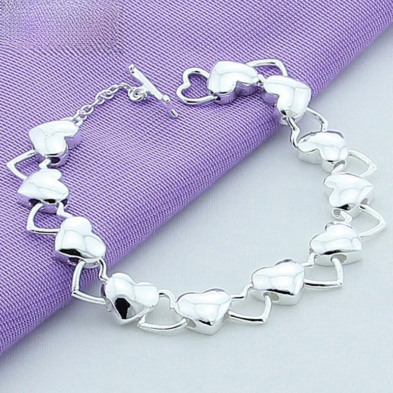 Doteffil Sterling Silber solide hohle volle Herz Armband für Frau Charme Hochzeit Verlobung feier