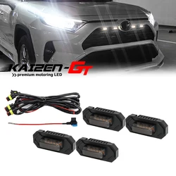 4PCS Smoked / Yellow Lens Amber / Red / White LED Front Grille Light assemblies with Wiring Harness Kit For 2019-up Toyota RAV4