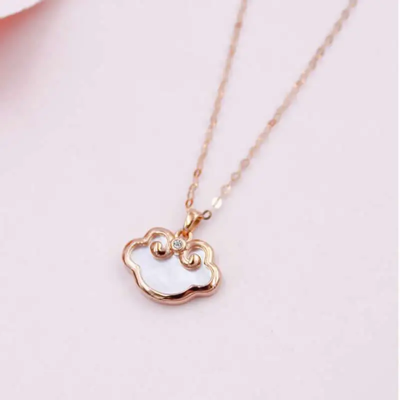 

New Arrival 18K Rose Gold Pendant AU750 Gold Red Agate Lock Necklace Pendant