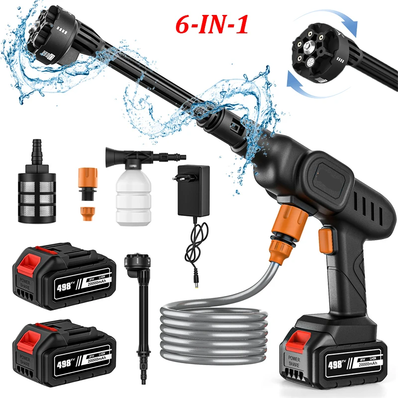 6 in 1 60Bar High Pressure clean Car Water Gun mAh Home Garden painting Machine Gun for Makita Battery