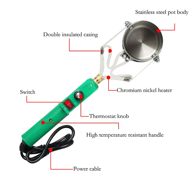 Solder Pot Tin Melting Furnace 300W/500W Portable Handheld Thermostat / Adjustable Temperature Control Soldering Pot
