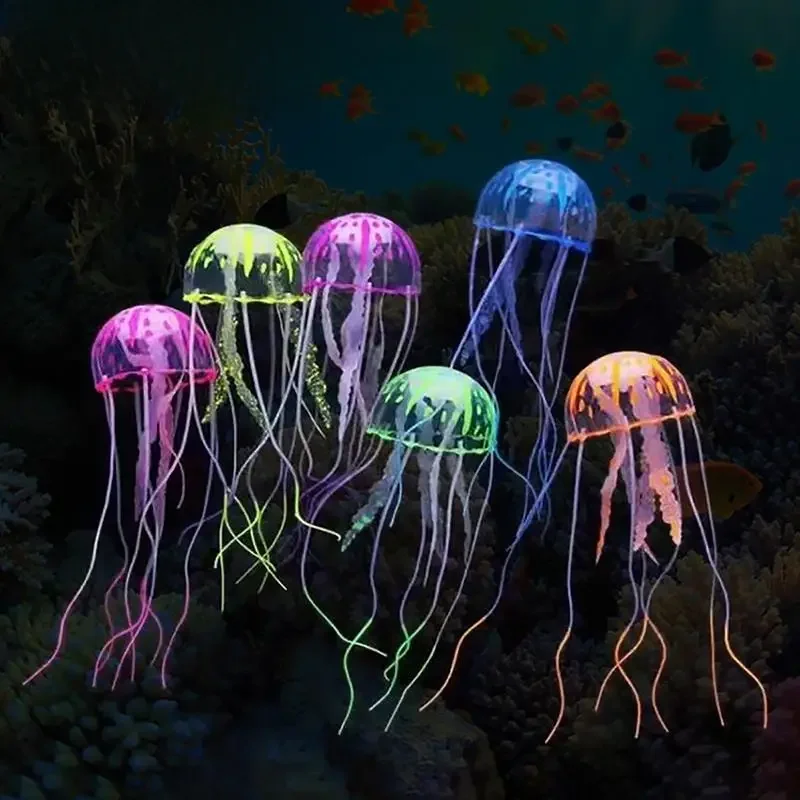 Kolorowe sztuczne świecące meduzy akwarium wystrój akwarium Mini Ornament dekoracji artykuły dla zwierząt wodnych — zdjęcie 2