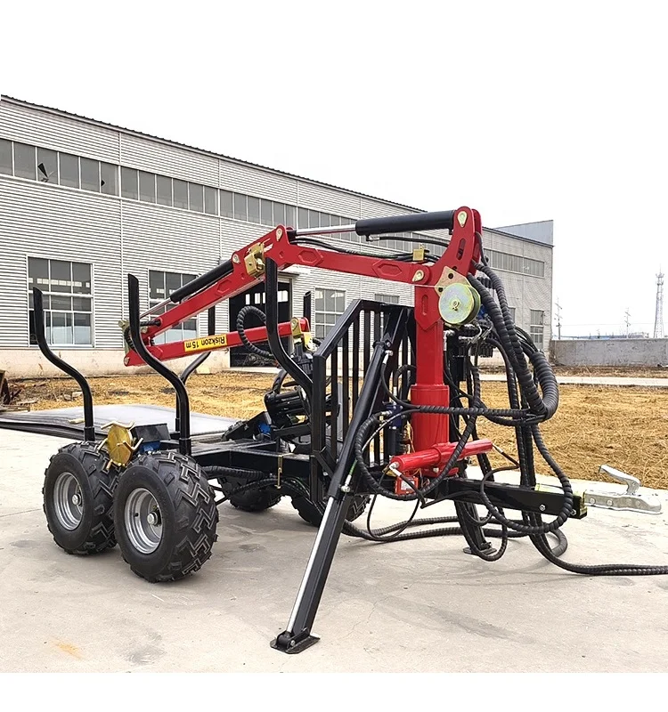 

3.4m Mini Self Loading A-T-V Log Trailer With Crane And Grapple