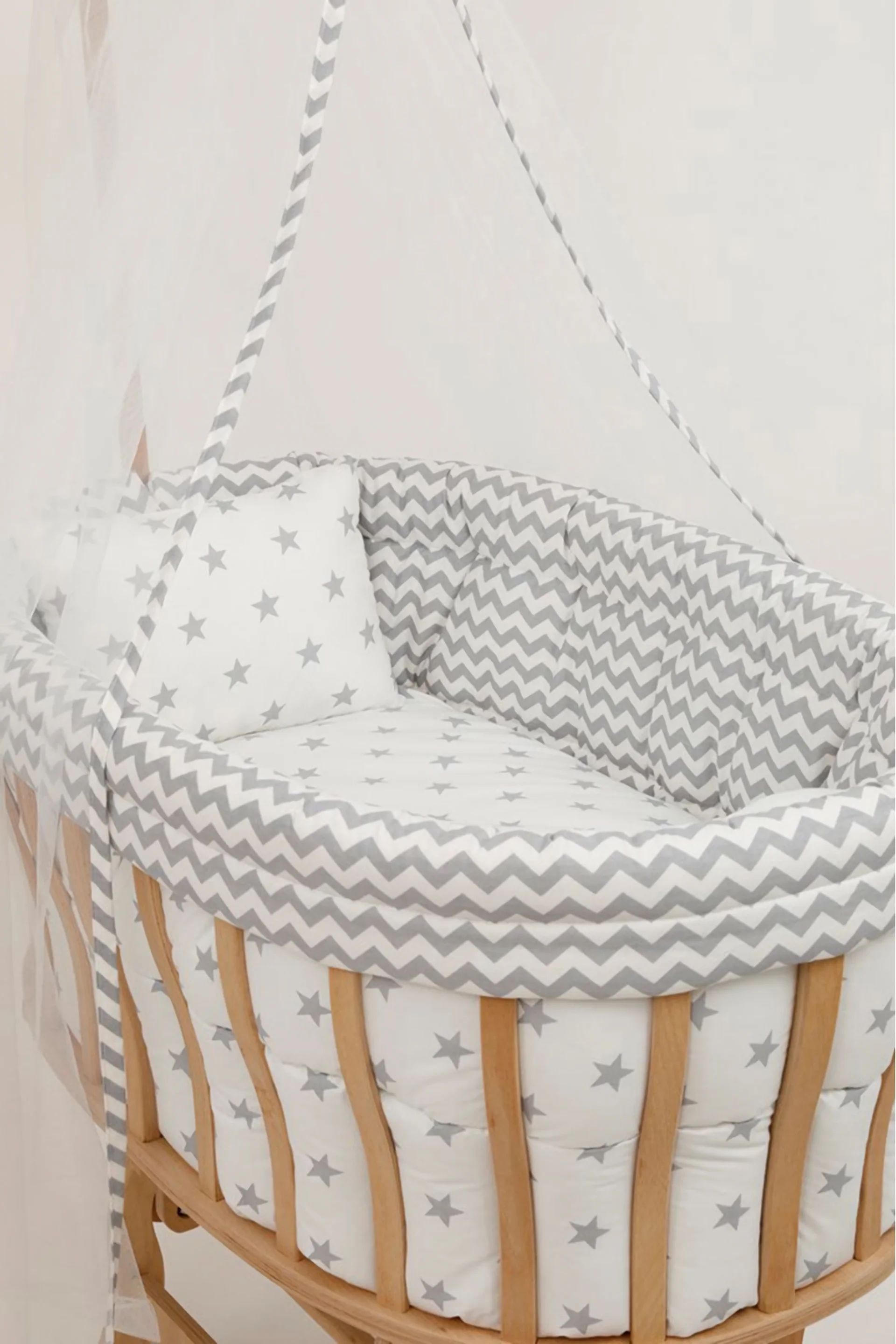 Natural Wood Mother Yanı Sleeping Basket Set Crib 0-12 Age Rocking Baby Cradle 100 Fabric Sleep Set Easy Installation