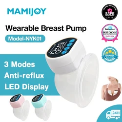 MAMIJOY Portable Double-sided Wearable Smart Breast Pump Silent Powerful Suction Electric Breast Pump For Baby BPA Free