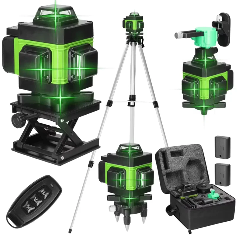 8/12/16 Linien Laser-Nivelliergerät 3 °   Selbstnivellierendes Nivellierwerkzeug mit omnidirektionaler Boden-Wand-Aufkleberlinie und 1,2 m Stativständer