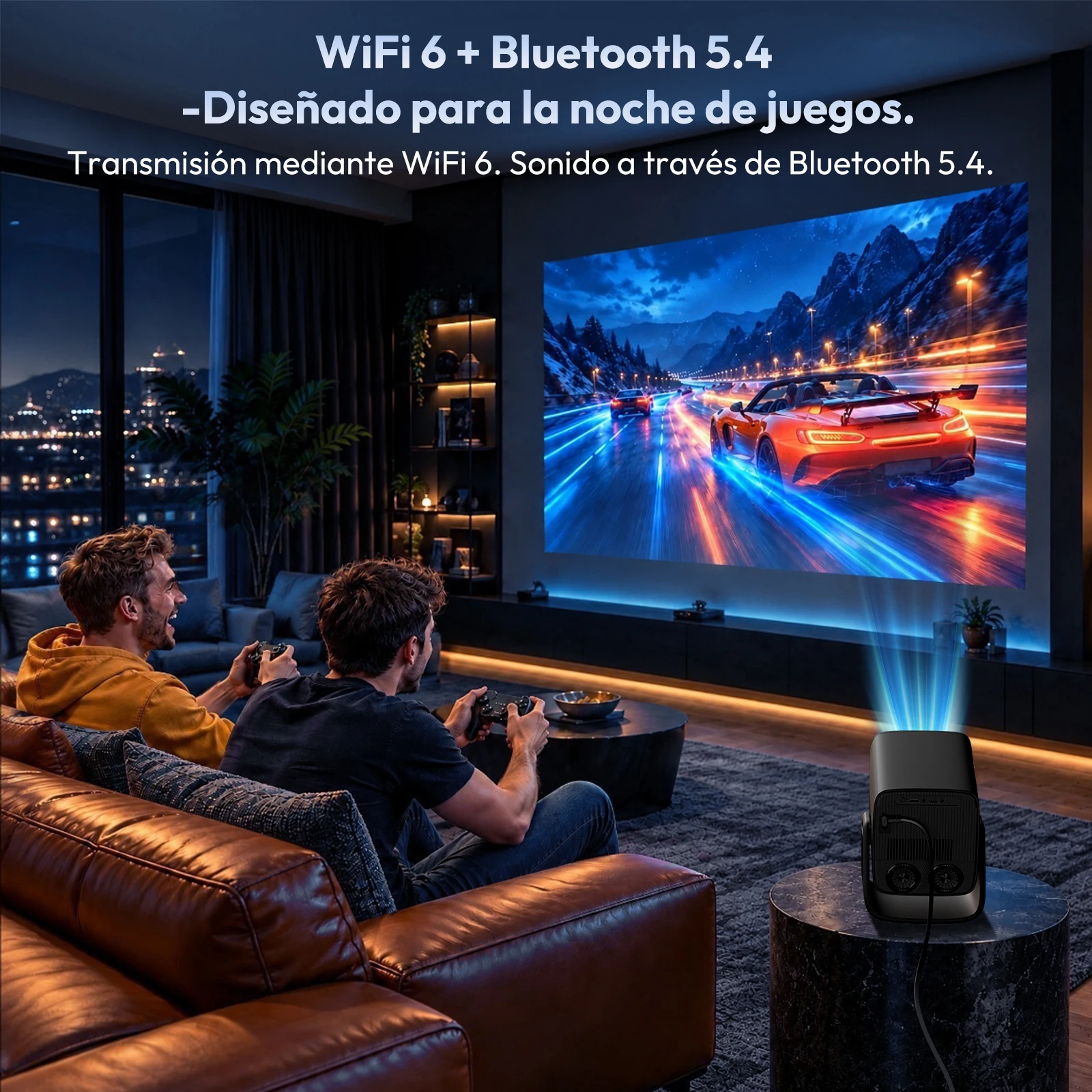 Proyector XGODY 1000 ANSI 4K Android 14 de corta distancia con enfoque automático, corrección trapezoidal 4D, WIFI6, BT5.4, cine en casa