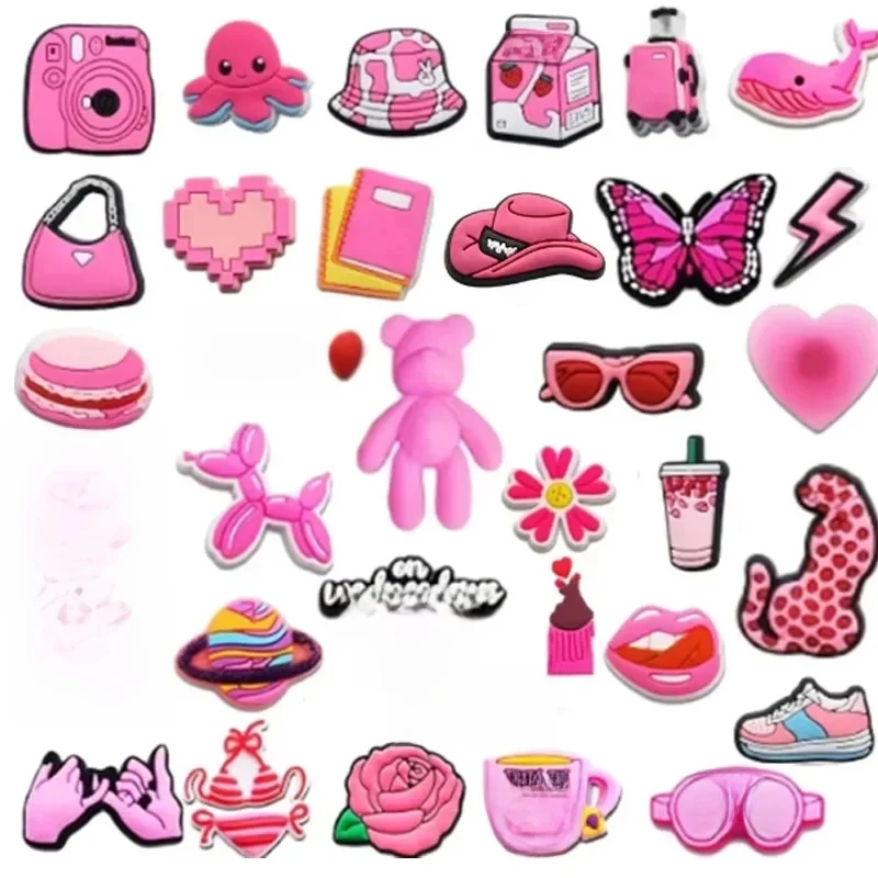 Breloques de chaussures en PVC, décoration de chaussures de jardin, ours rose pour fille, chien, boucle pour épingles de sac, accessoires de sabots, bracelet, cadeaux pour femmes et filles