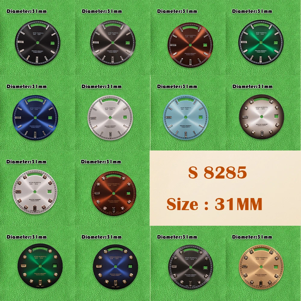 S Dial 31mm S-8285 Dial crystal dial Or Diamond dial No Luminous Suitable for 8285 Movement Watch Modification Accessories ﻿