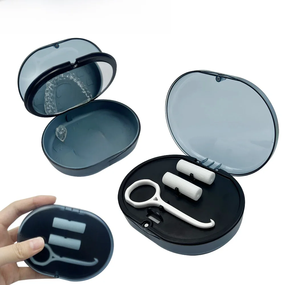 Étui de retenue à 2 couches, boîte de rangement orthodontique avec miroir, bretelles invisibles amovibles, dissolvant d'alignement, bâton en Silicone Chewies