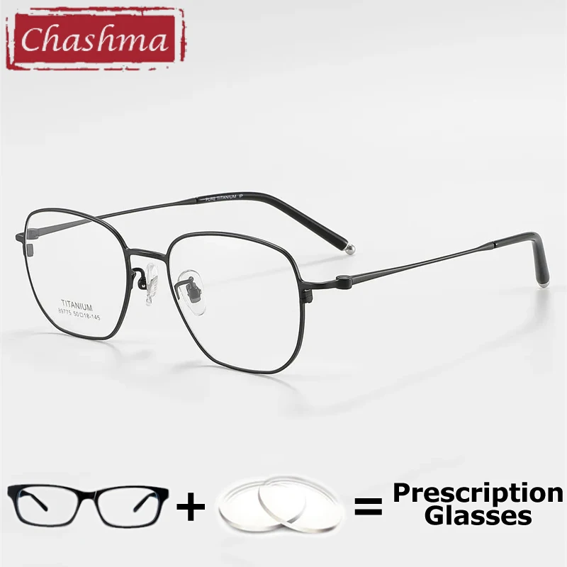 

Chashma Prescription Glasses 7g Men Optical Pure Titanium Myopia Lenses Ultra Thin Wide Multifocal Progressive Square Spectacles