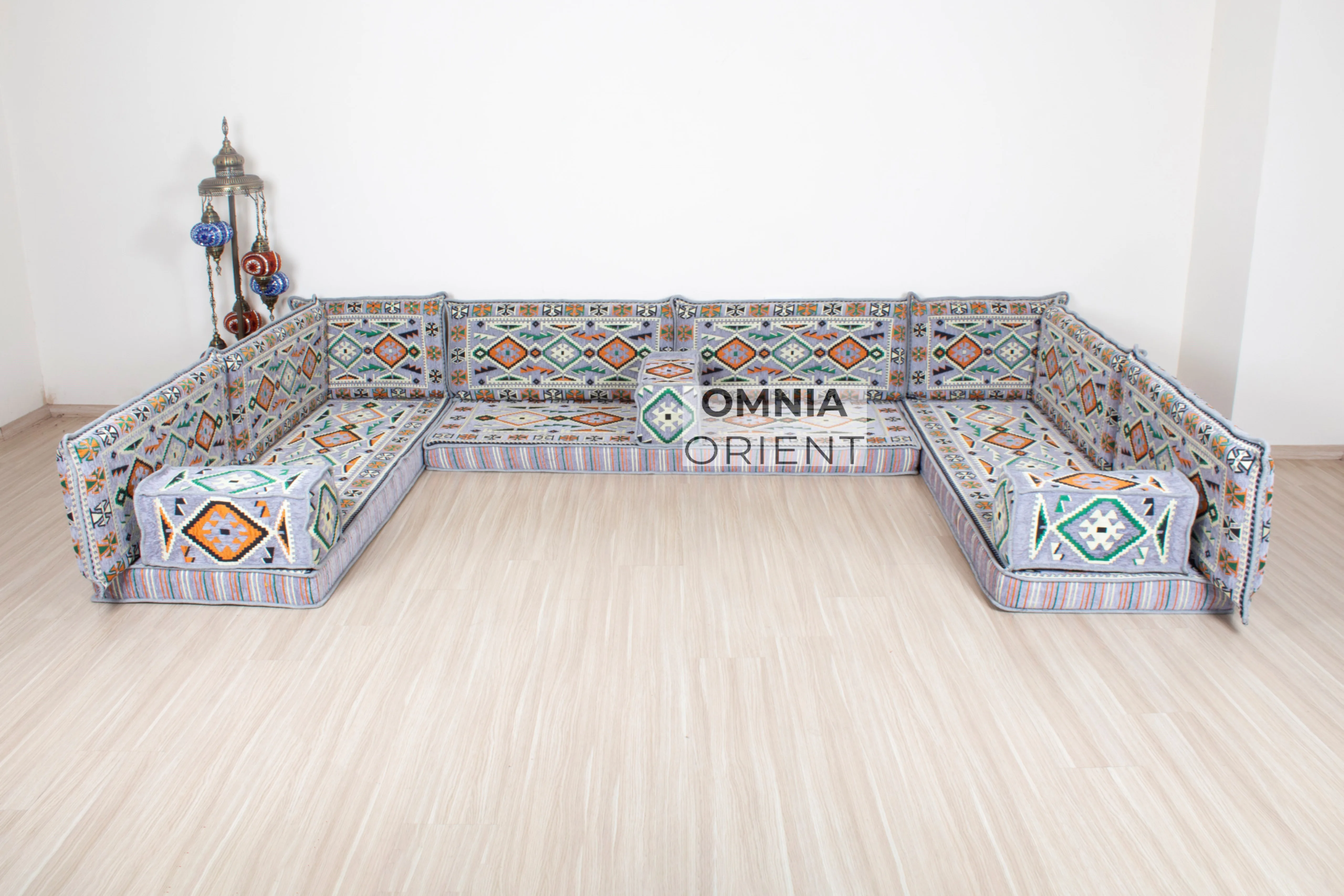 Set di divani anatolico Majlis arabi a forma di U Set di cuscini tradizionali divano da pavimento per balcone fodera per cuscino arabo cuscino per divano modulare