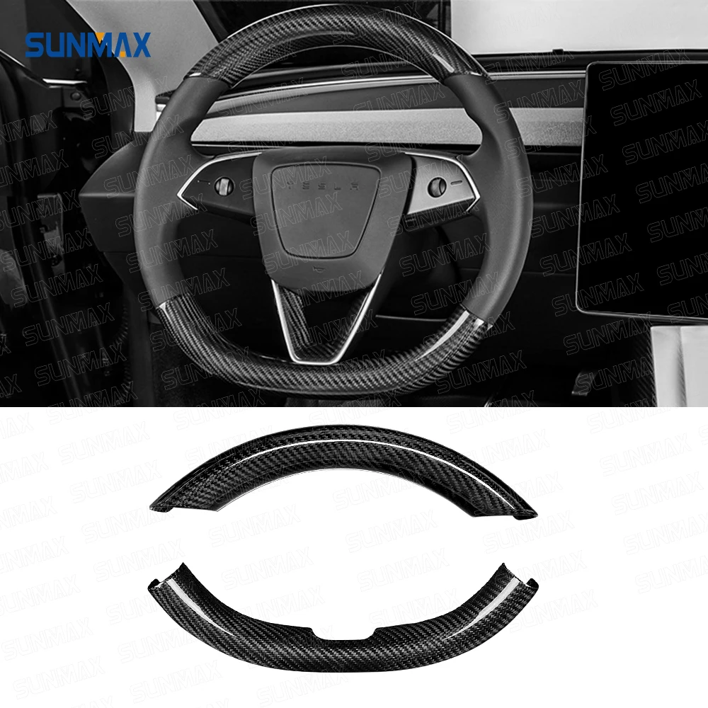 

For Tesla Model 3 Highland 2024 Carbon Fiber Steering Wheel Cover Trim Car Interior Modification Decoration