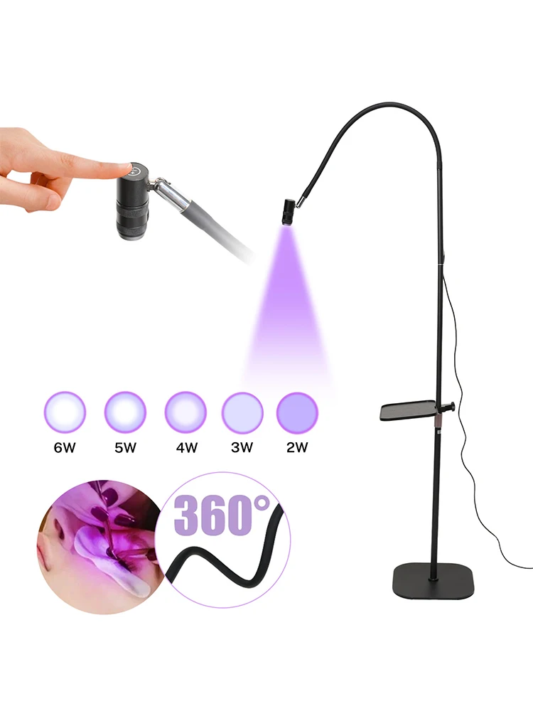 UV-Wimpernlampe für lichthärtenden UV-Wimpernkleber, LED-Wimpernverlängerungslampe, Nageltechniker-Kleberlampe, einstellbare Wattzahl, flexibler Schwanenhals