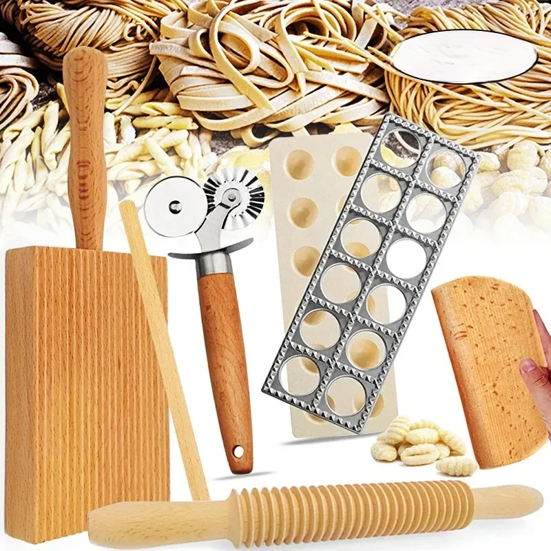 Drewniany zestaw gnocchi i desek do masła Włoskie narzędzia do robienia makaronu Ravioli Mold Cutter do domowej roboty makaron Cavatelli Garganelli — zdjęcie 2