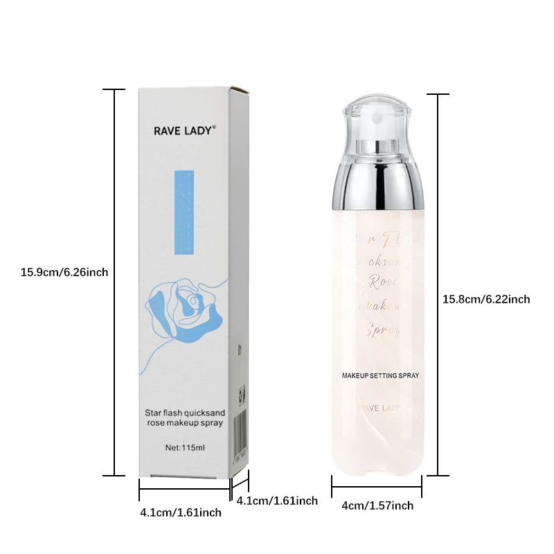 Rave Lady 115ml Face Moisturizing Spray Toner Star Flash Quicksand Rose Facial Moisturize Before Makeup Spray Body Skin Care