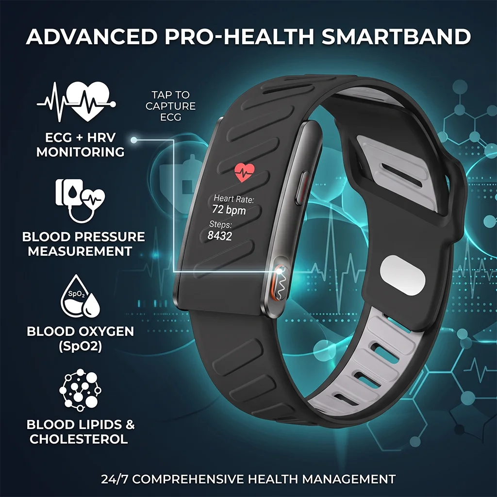 Fitness Tracker Band - VWAR MG ECG Smart Band Fitness