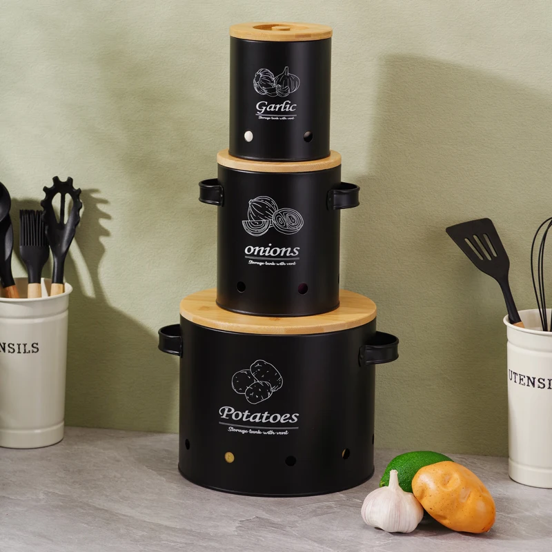 Advanced Potato Storage Box [3 sets], storing potatoes, onions, and garlic to keep vegetables fresher