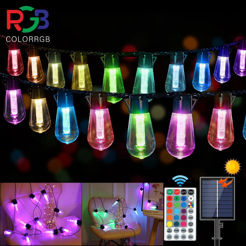 Color Changing String Lights Outdoor/Indoor Waterproof S14 Hanging Lights With remote Backyard Cafe Hotel Party Wedding