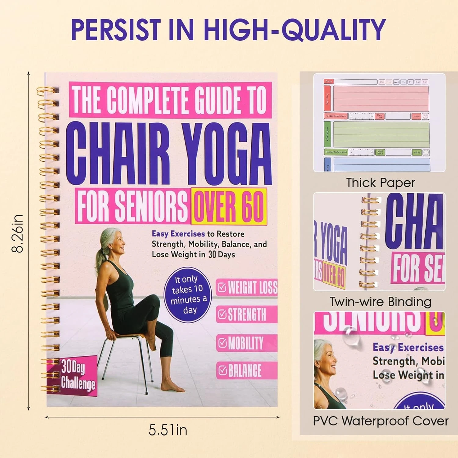 

1pcs Chair Yoga Guide for Seniors Over 60, 30-Day Low-Impact Exercise Plan, 10-Minute Daily Workout to Restore Strength, Mobility, Balance & Support Gentle Weight Loss