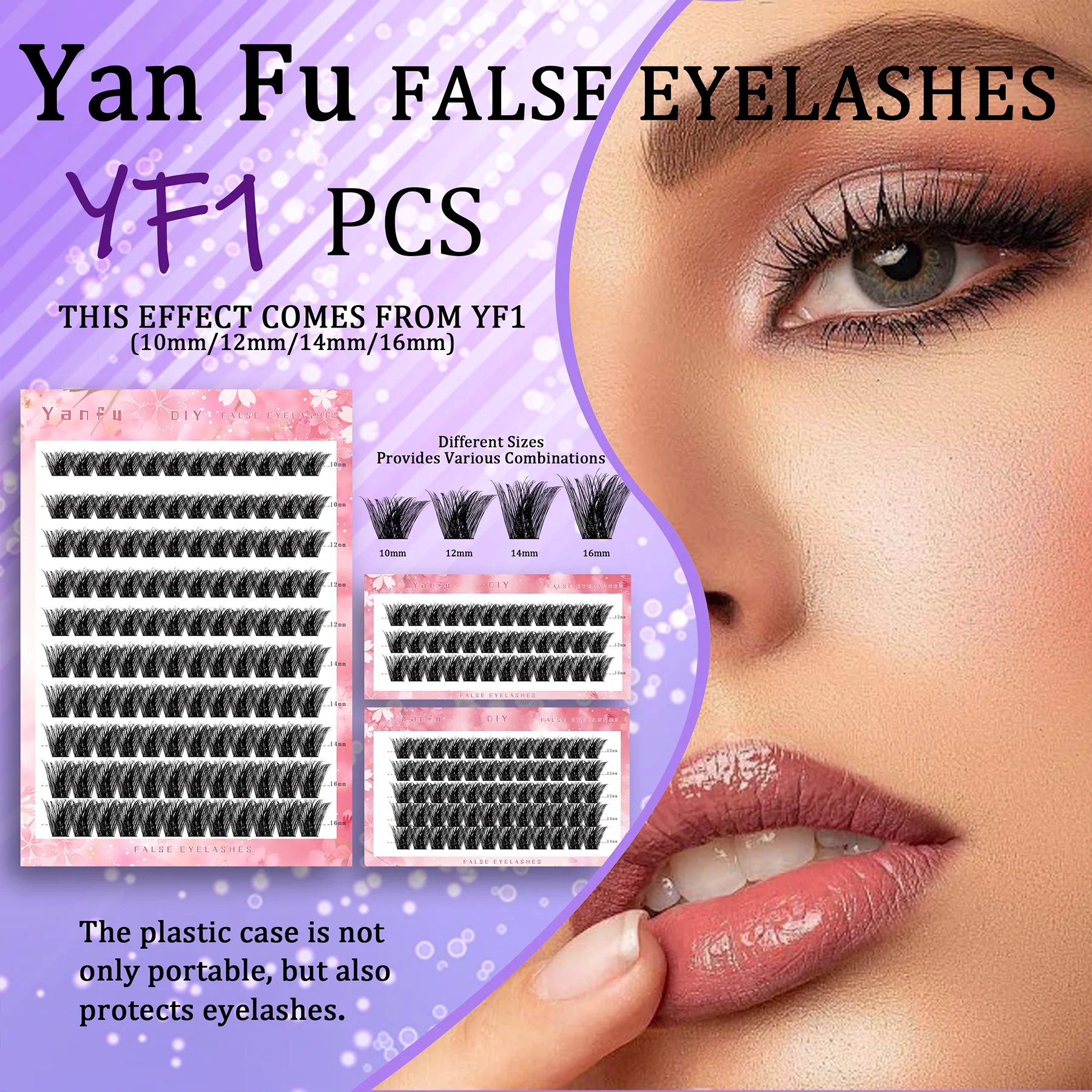 

3 rows, 5 rows, 10 rows combination, thick single cluster, segmented natural simulation, large-capacity false eyelashes set