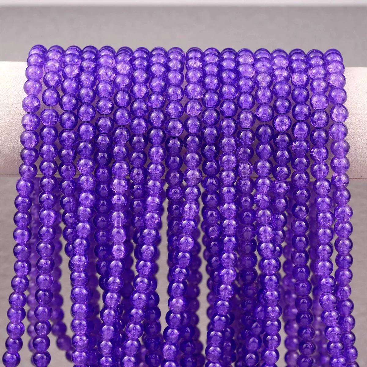 Purple 8mm Round Crackled Crystal Beads Translucent Glass Spacer Loose Beads For Jewelry Making DIY Bracelet Earrings Accessorie