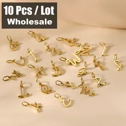 10PCS Personalized Stainless Steel Heart Alphabet Pendant DIY Accessories for Necklsce Initials Birthday Gift A-Z