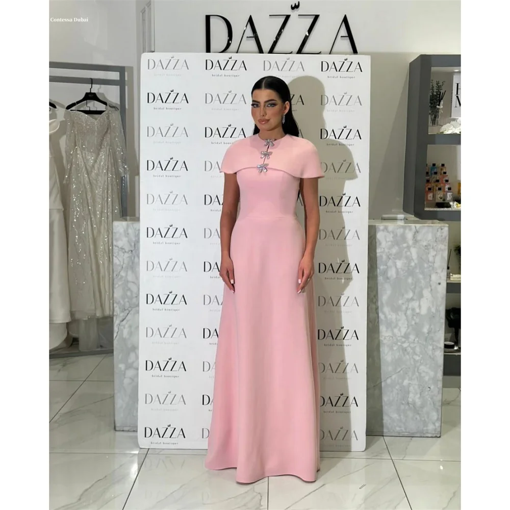 

Contessa Dubai cotessa Dubai индивидуальное платье для выпускного вечера без рукавов длиной до пола, простое розовое платье فساتين سهرة, элегантное вечернее платье