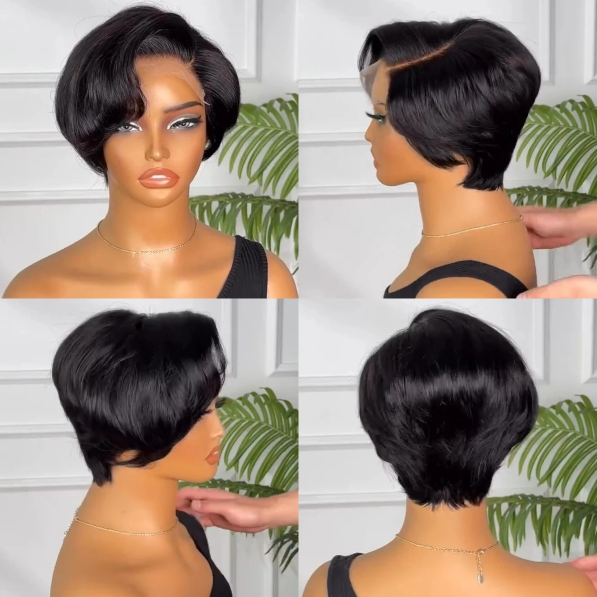 13x4 Pixie Cut Wig Human Hair for Women Natural Black 6