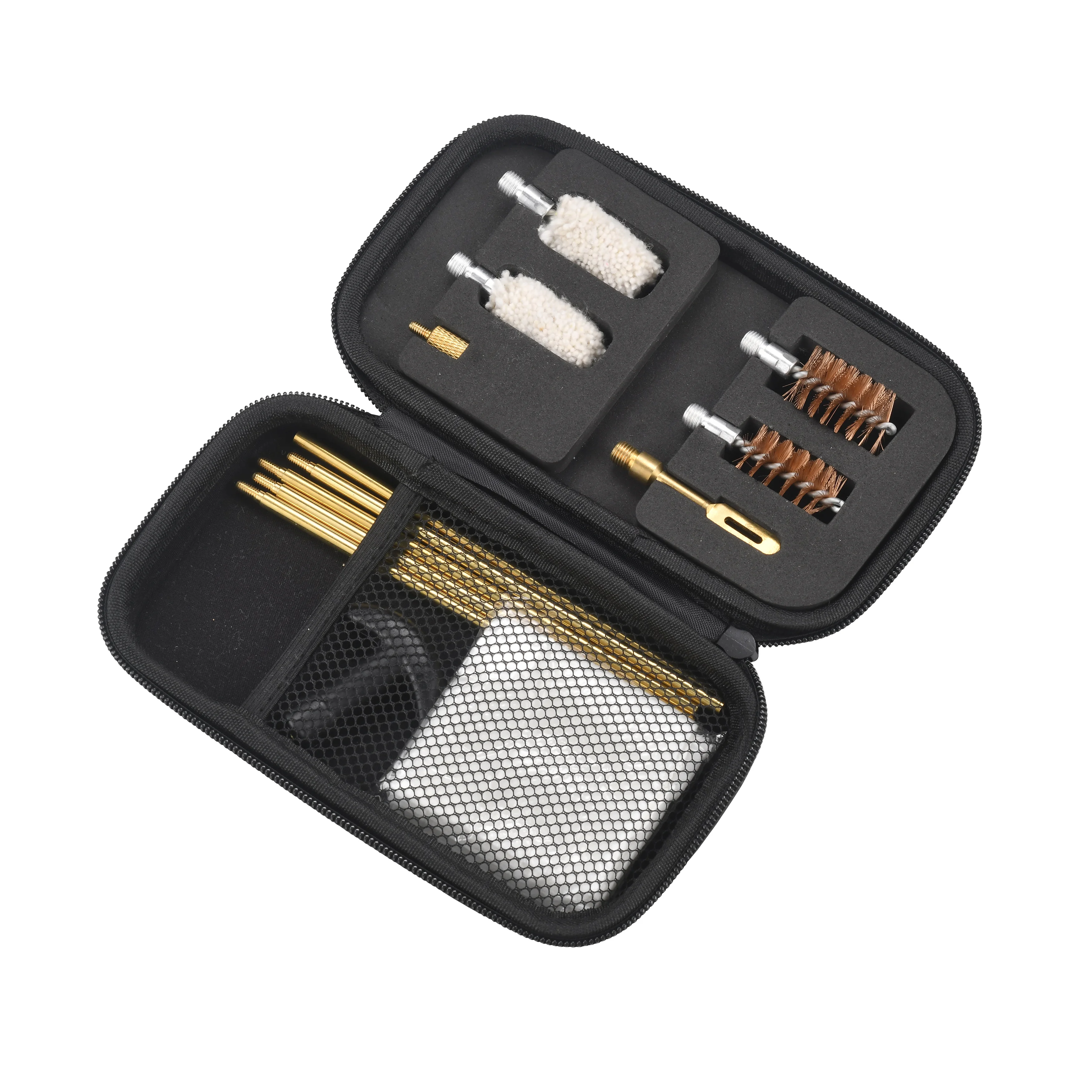 12GA And 20GA Compact Bronze Brush Brass Rod Gun Cleaning Kit With Zippered Organizer Case