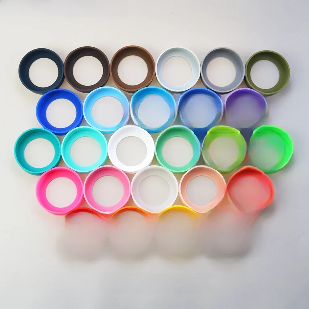 28 couleurs 8.0CM Silicone fond de tasse couvercle de protection support de verre 80MM Thermos tasse Base étui de protection tasse couvercle inférieur