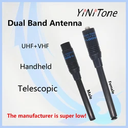 Teleskopik anten NA773 SMA kadın/erkek el Dual Band UHF/VHF Walkie Talkie BAOFENG ververtex için iki yönlü radyo anten