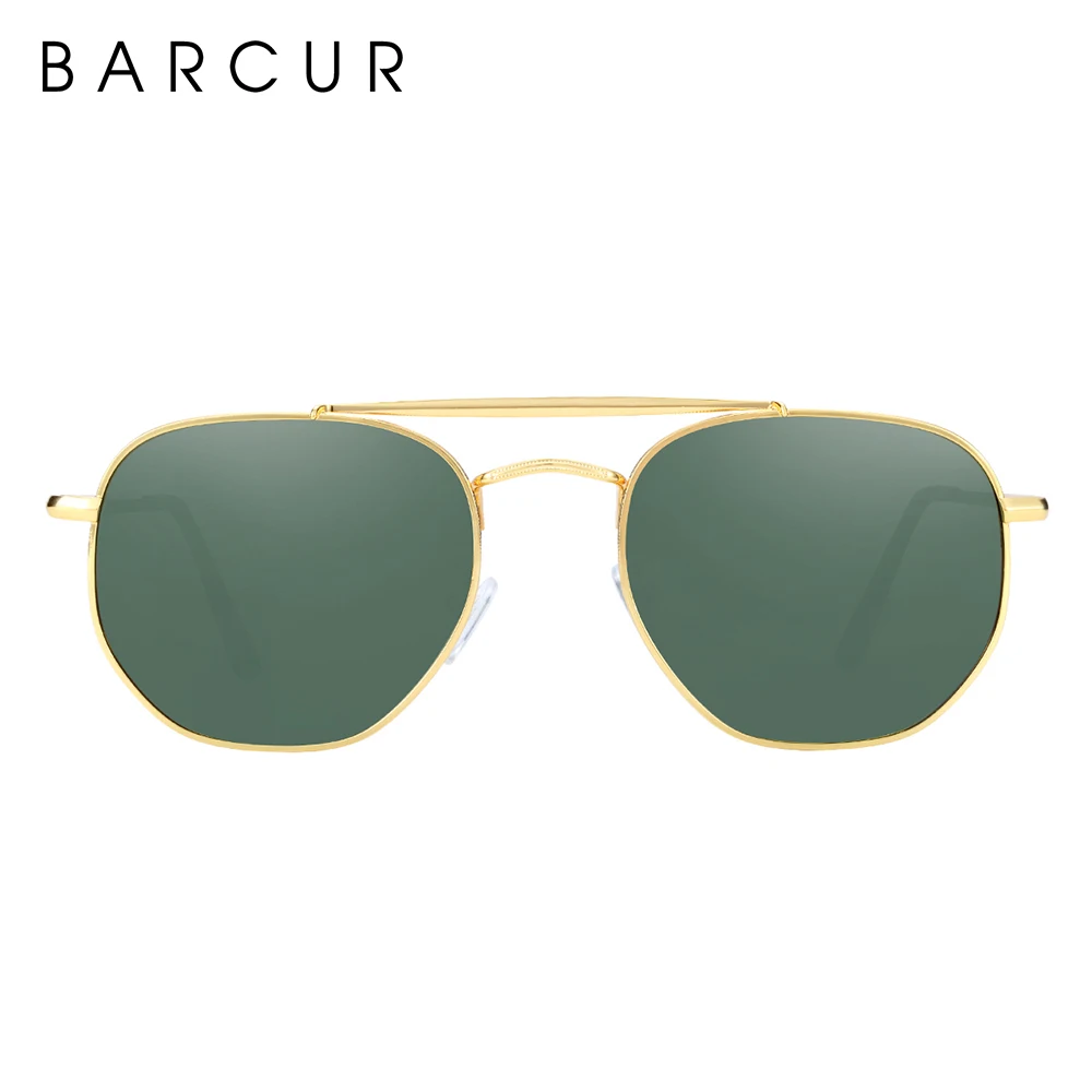 BARCUR Original Square Sunglasses For Men Polarized Women Hexagon Sun Glasses Oculos De Sol Gafas Lunette De soleil femme