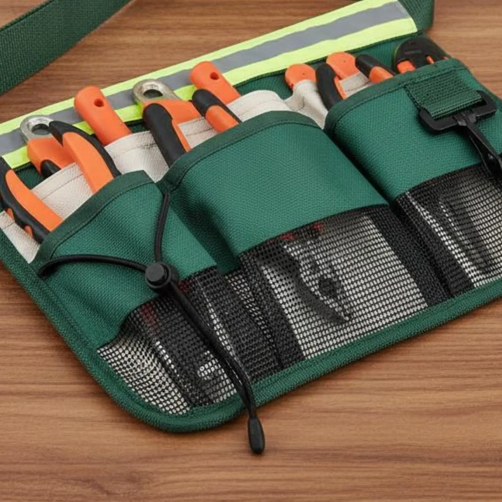 Maintenance Waist Pouch Belt Mesh Pockets Multi-Compartment Tool Belt Construction Electrician Tool Pouch for Cleaner, Gardener
