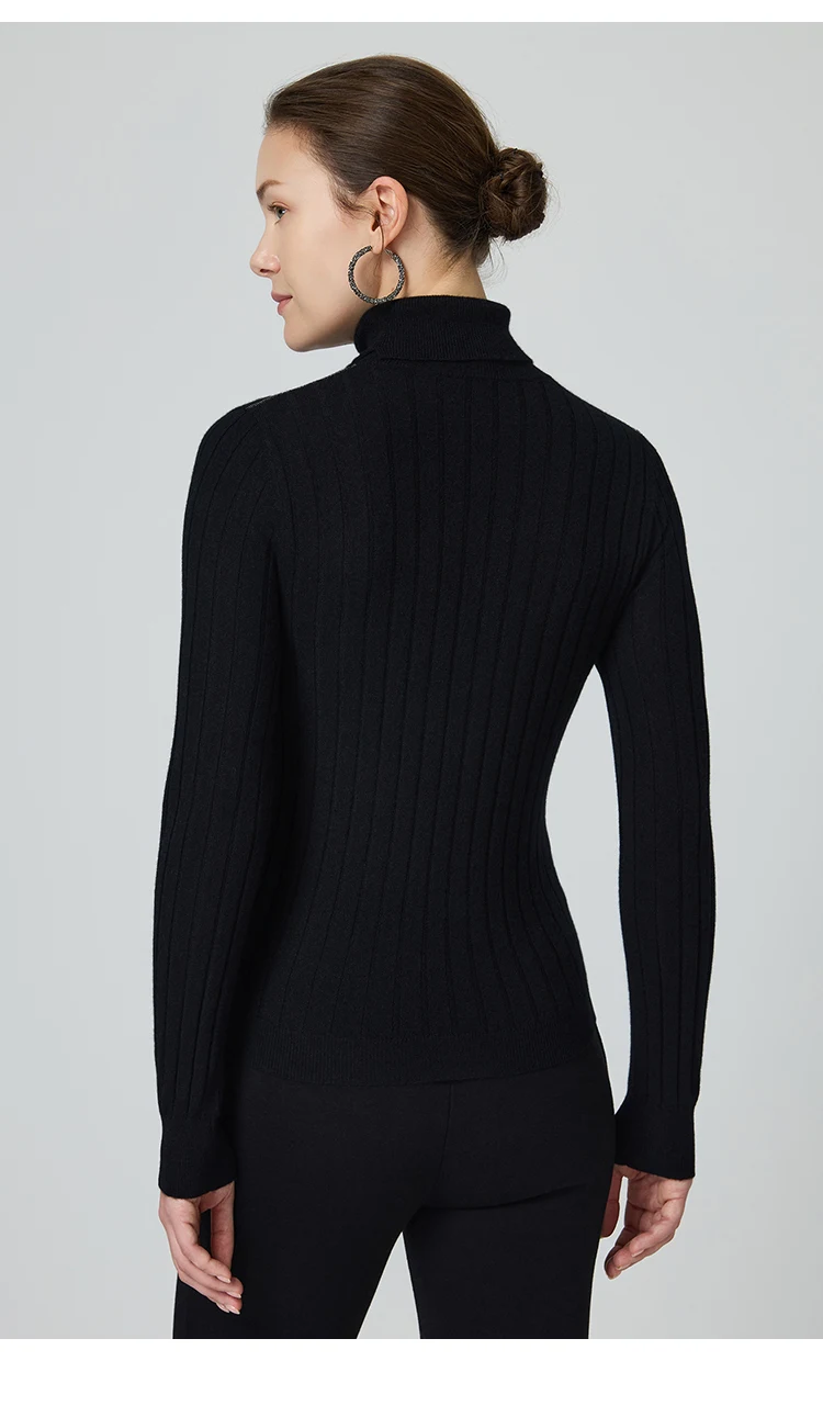 BY3521239 Luxuriöser Damen-Kaschmir-Rollkragenpullover, weicher, gerippter, schmal geschnittener Pullover, Winter-Strickware mit hohem Kragen – Detail 11