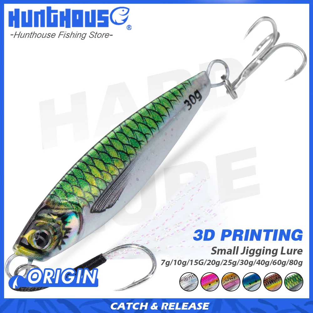 

Hunthouse New Metal Jigging Spoon Fishing Lure 7-80g Shore Casting Hard Sea Bass Fishing Lure Artificial Bait Tackle Saltwater