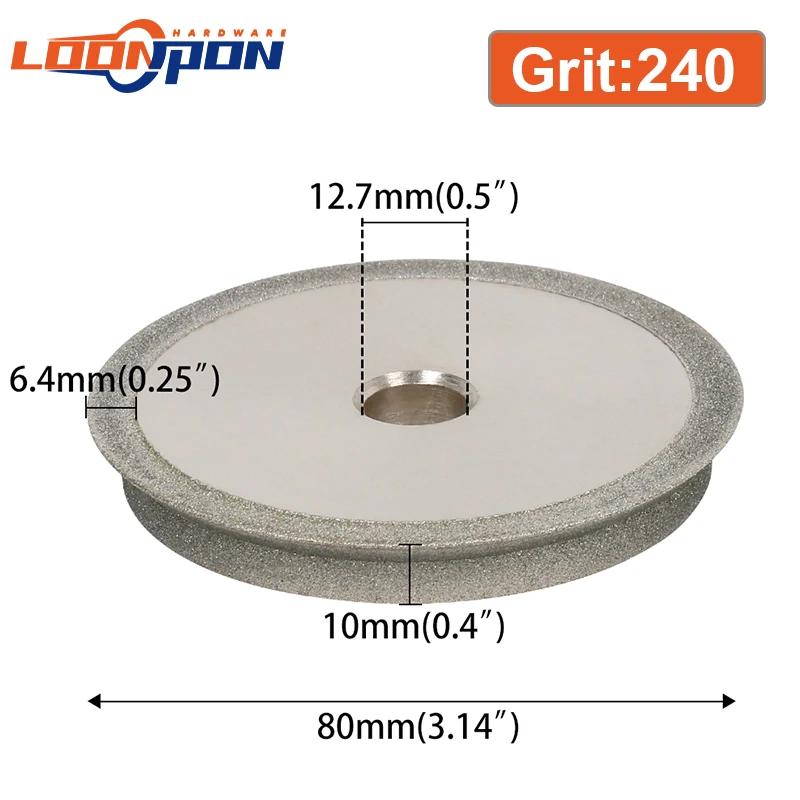 Loonpon 80mm Diamond Grinding Wheel Grinder Circle Sharpener Grinding Disc For Carbide Metal Tungsten Steel Milling Cutter Tool