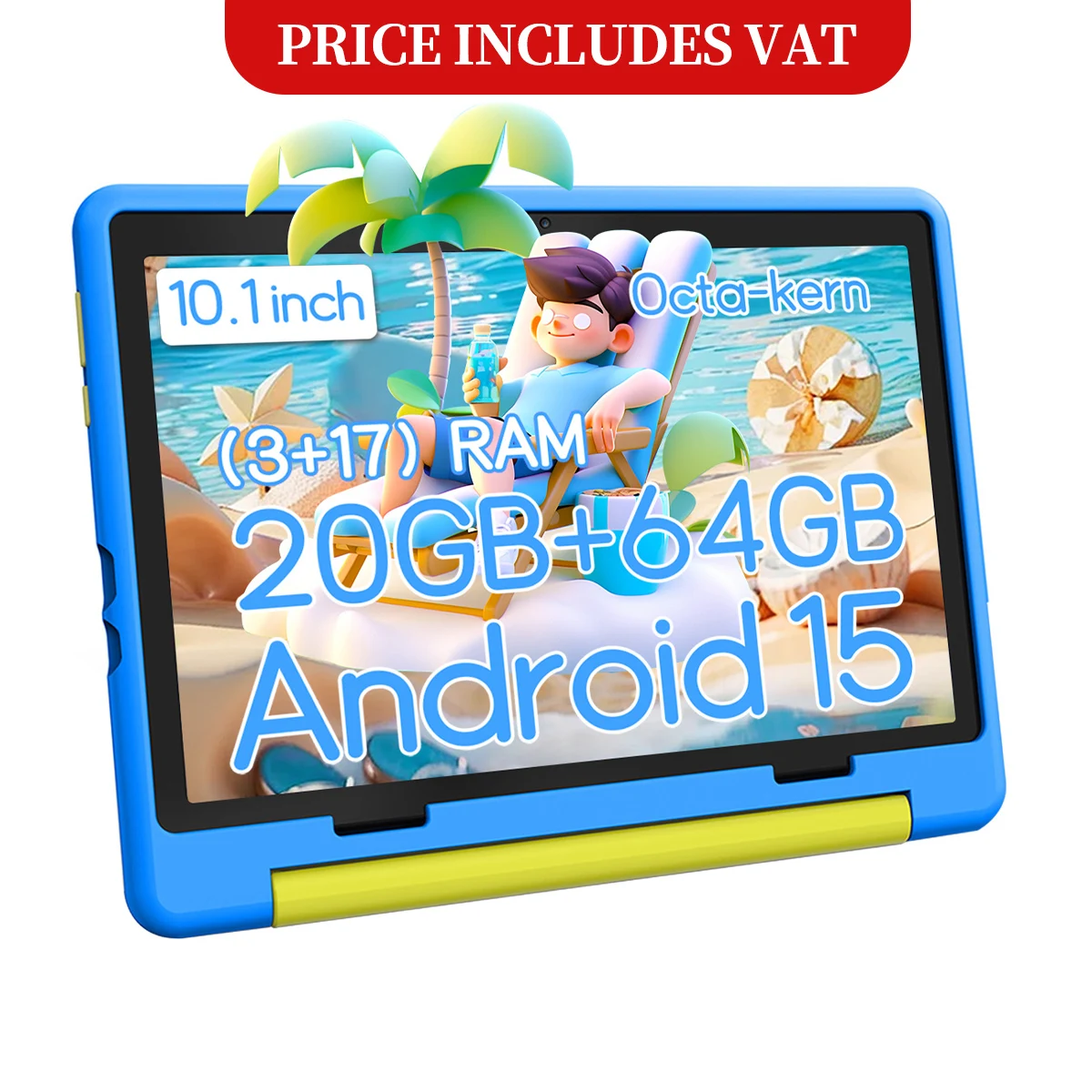 Urao 10.1 Polegada criança tablet android 15 tablet 20gb ram 64gb rom 1tb expandir 5g wifi 5000mah bateria presente das crianças software