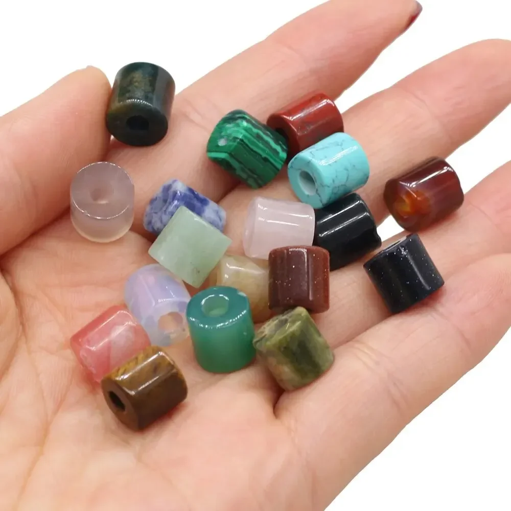 4 sztuk/zestaw 9mm kamień naturalny cylindryczny wisiorek 4mm otwór kryształowe koraliki agatowe do tworzenia biżuterii naszyjnik DIY akcesoria do bransoletki — zdjęcie 2