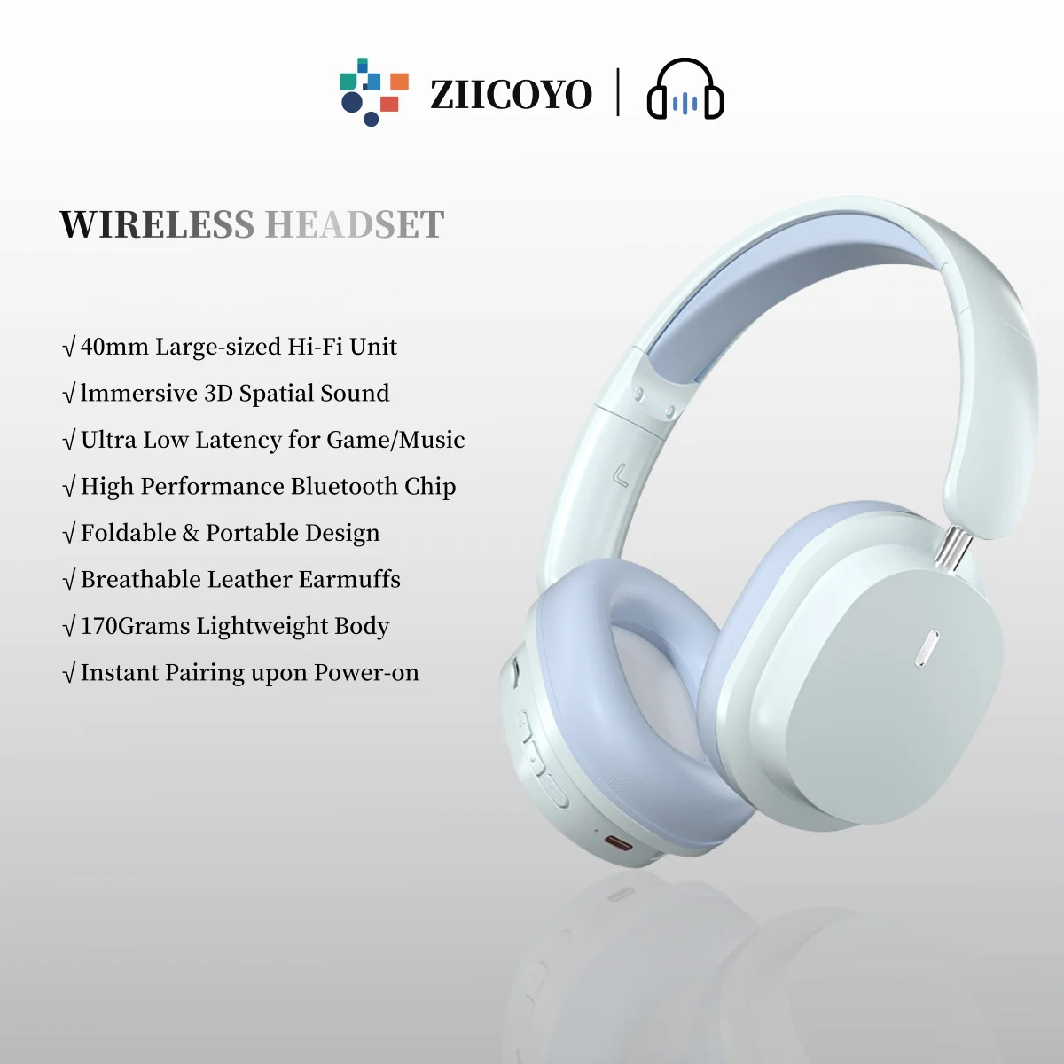 ZIICOYO High Quality Noise Cancelling Wireless Microphone Wireless/Wired Music Headphones with Microphone Support TF Card