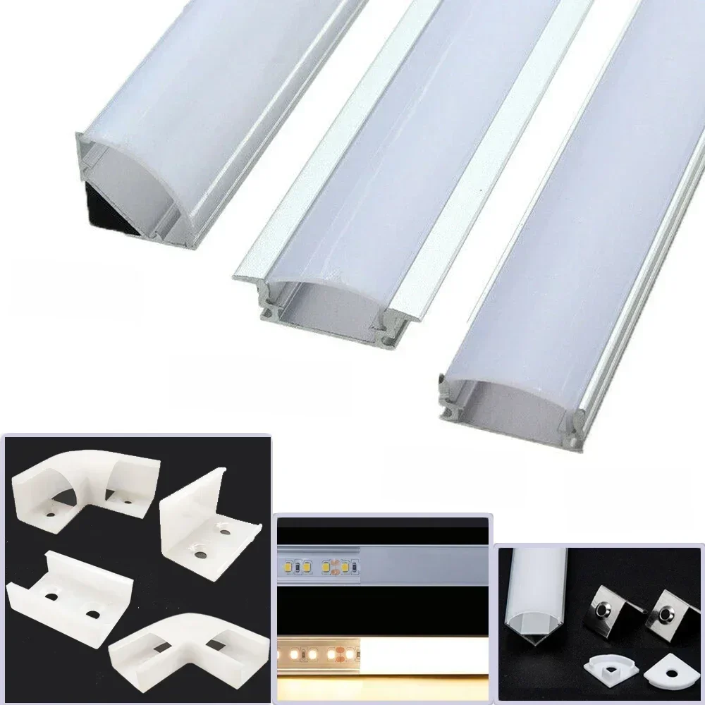 U/V/YW-förmiges Profil, 0,5 m, Aluminium, DC12V, LED-Lichtleiste, 2–25 Stück, Kanalhalter-Abdeckung,