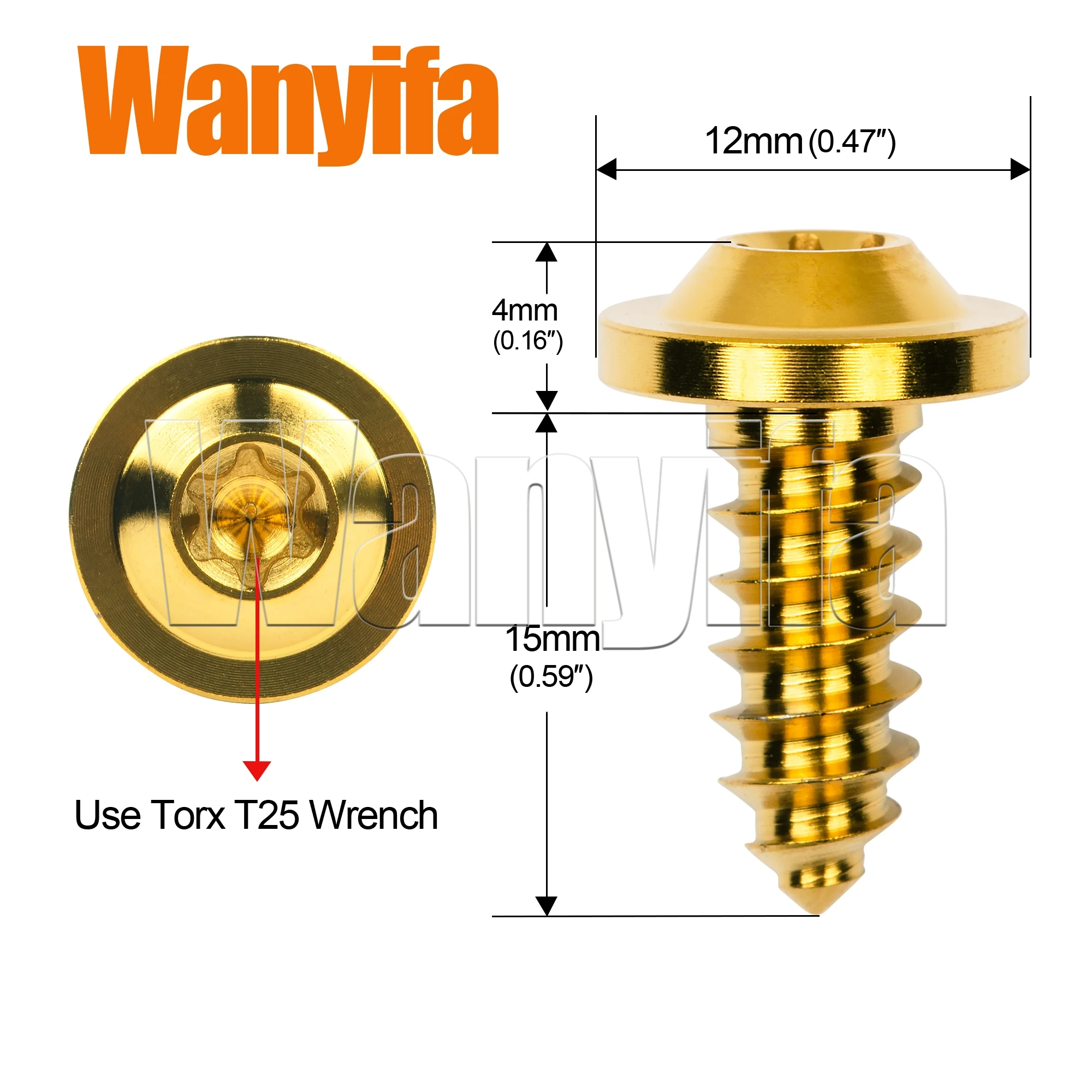 Wanyifa Titanium Bolts M6x15mm Self-Tapping Button Torx Screws for MTB Retrofit Accessories 6Pcs