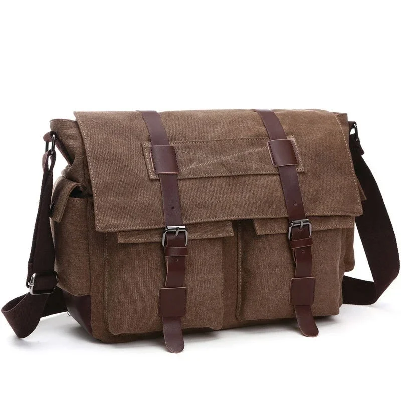 Płócienne męskie torby biznesowe dla mężczyzn Torba na ramię Vintage Canvas Crossbody Pack Retro Casual Office Travel Bag — zdjęcie 2