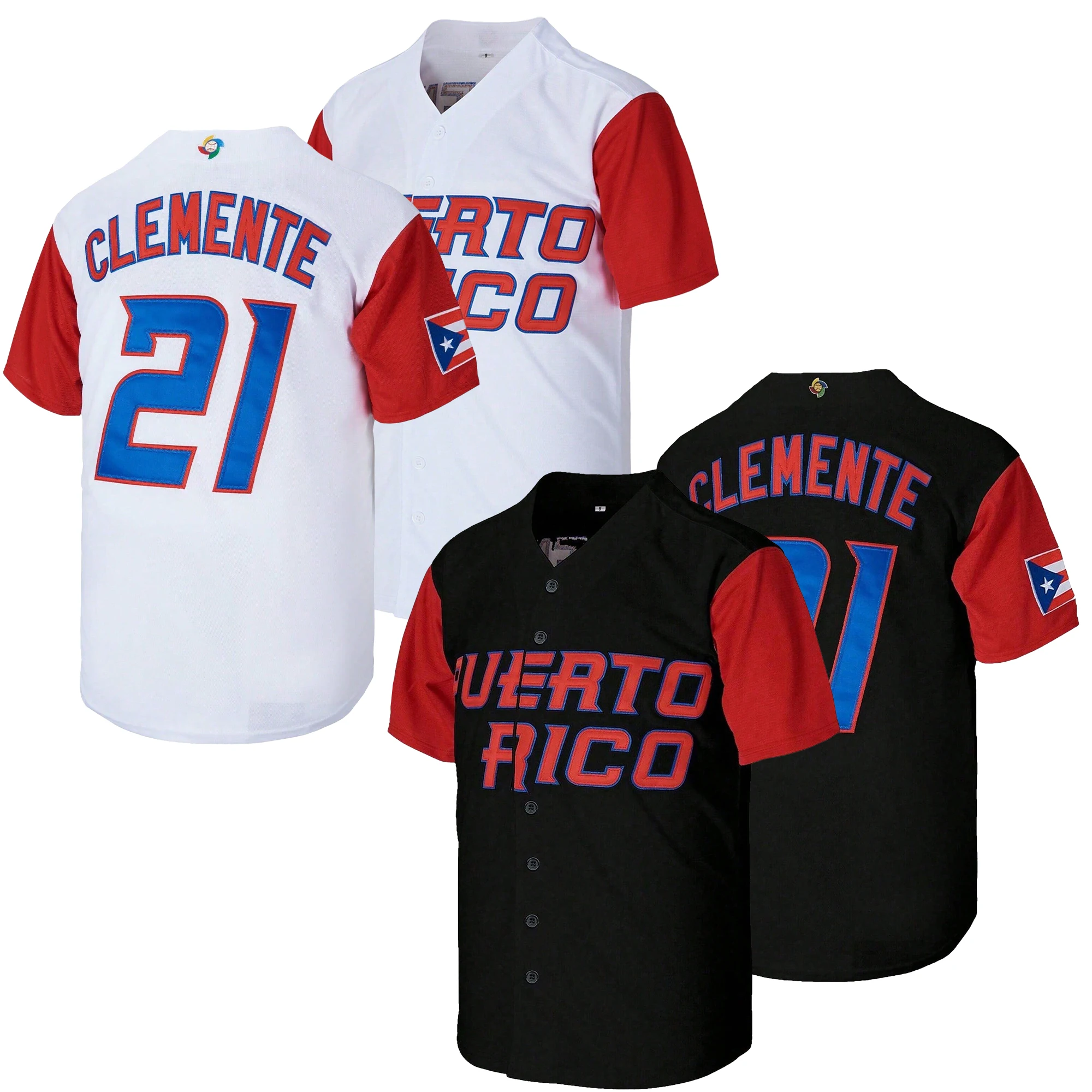 Men's Roberto Clemente #21 Puerto Rico Baseball Jersey, World Baseball Classic Souvenir Jersey,Lettered Embroidered , Gift for Game Day