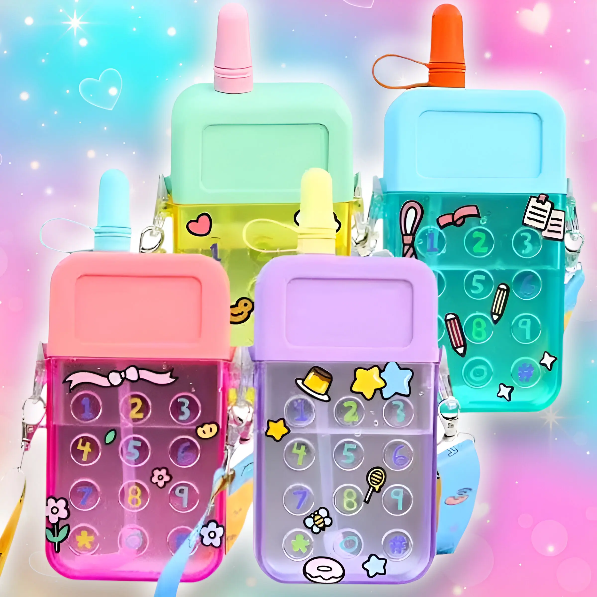 زجاجة مياه على شكل هاتف Kk-6، مقصف مدرسي بسعة 300 مل، زجاجة مياه للمدرسة، زجاجة مياه على شكل إبداعي.