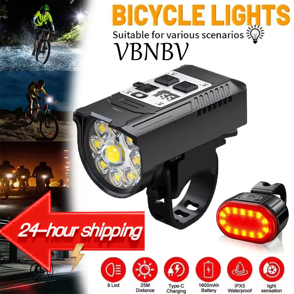 

VBNBV 9 LED Bicycle Headlight USB Rechargeable Bike Lamp Super Bright Handlebar Lights Outdoor Waterproof Cycling Front Light