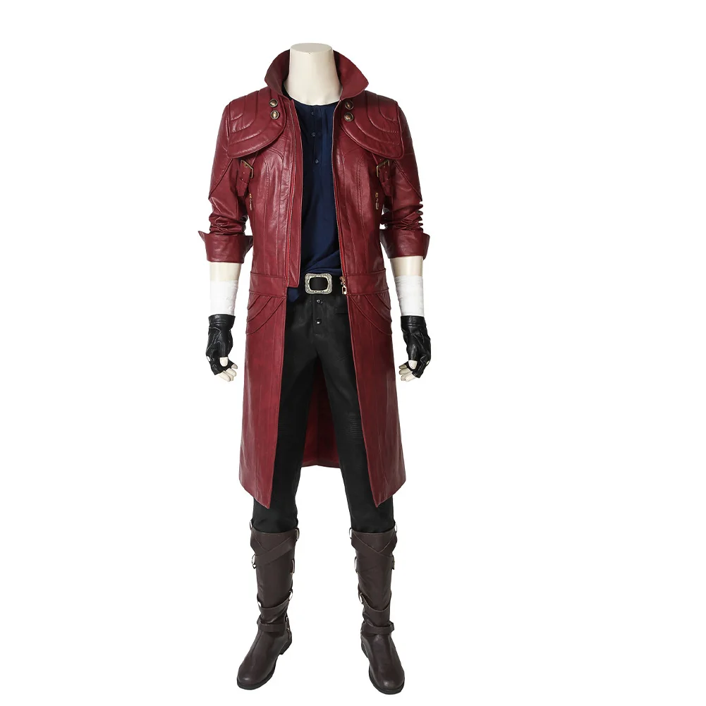 Dante Cosplay Costume Game DMC 5 Men Long Coat Outfits Halloween Carnival Party Clothes