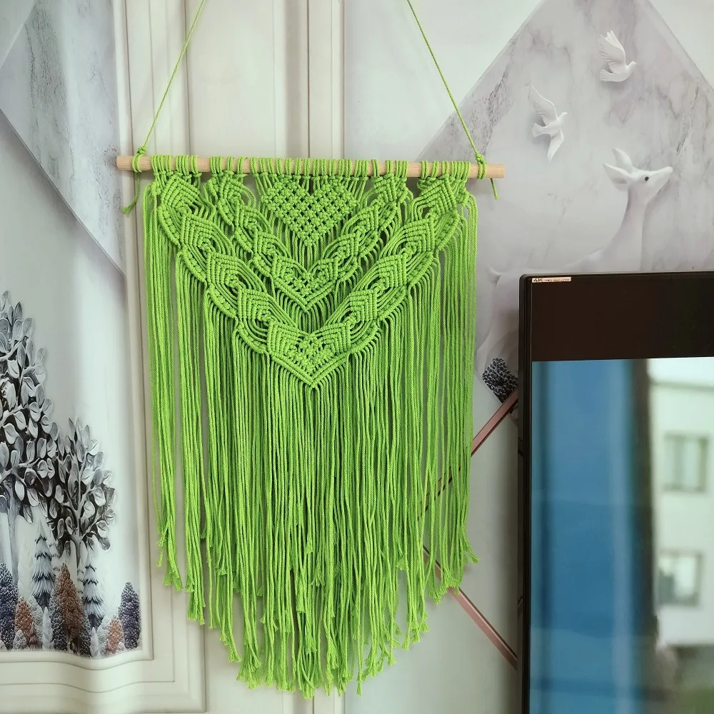 

Heart Pattern Macrame Tapestry Large Size Hand Woven Tapestry Boho Rustic Wedding Backdrop Patio Balcony Dining Room Decorations