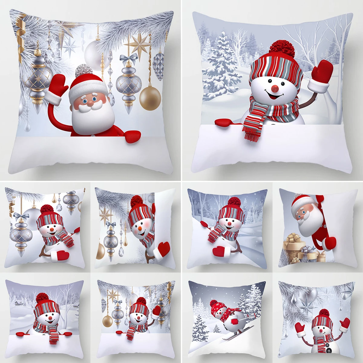 Merry Christmas Cushion Cover Christmas Decorations for Home 2024 Christmas Ornaments Xmas Navidad Gifts Happy New Year 2025